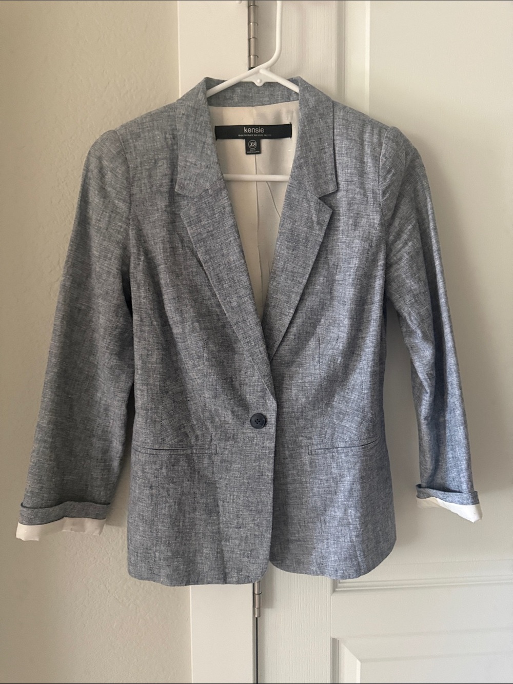 Kenzie Heather Gray/Blue Single-Button Blazer